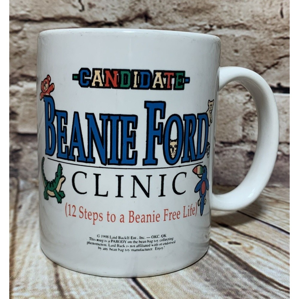 VTG Beanie Babies Coffee Mug Beanie Ford Clinic / 12 Steps to a Beanie Free Life
